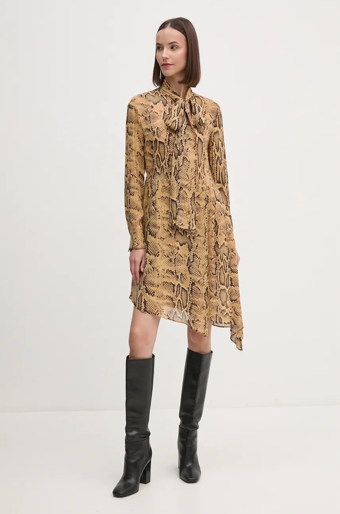 Šaty Sisley 4YBMLV065 hnědá AW24