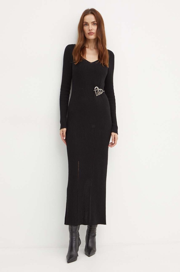 Twinset sukienka z domieszką wełny czarny 242TP3440