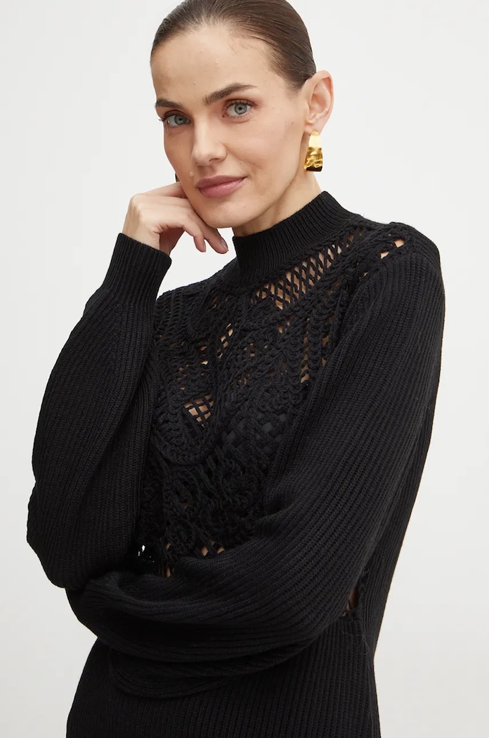 Vlněné šaty Twinset černá 242TP3470