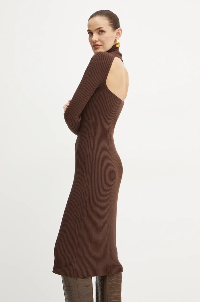 Twinset sukienka z domieszką wełny casual brązowy 242TT3062