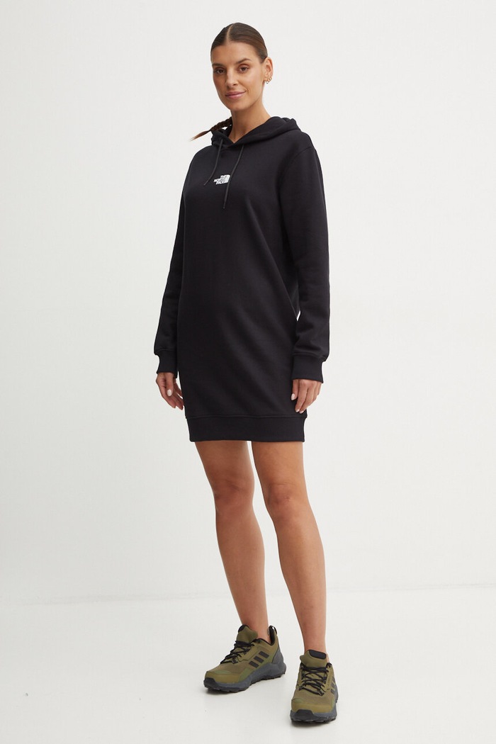 The North Face Sukienka bawełniana Zumu Hooded Dress NF0A89F8JK31 czarny AW24