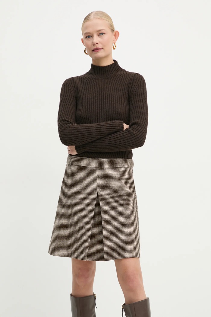 Šaty z vlněné směsi MAX&Co. 2426226054200 hnědá AW24