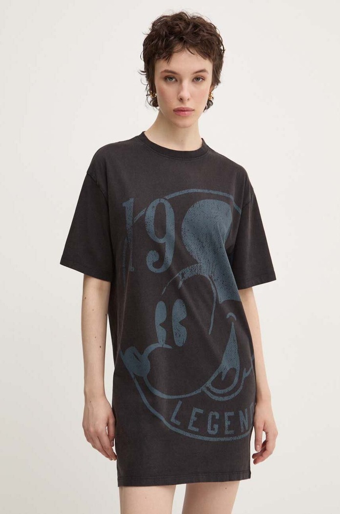 Βαμβακερό φόρεμα Desigual 19-MICKEY x Disney βαμβάκι γκρί 24WWVK79