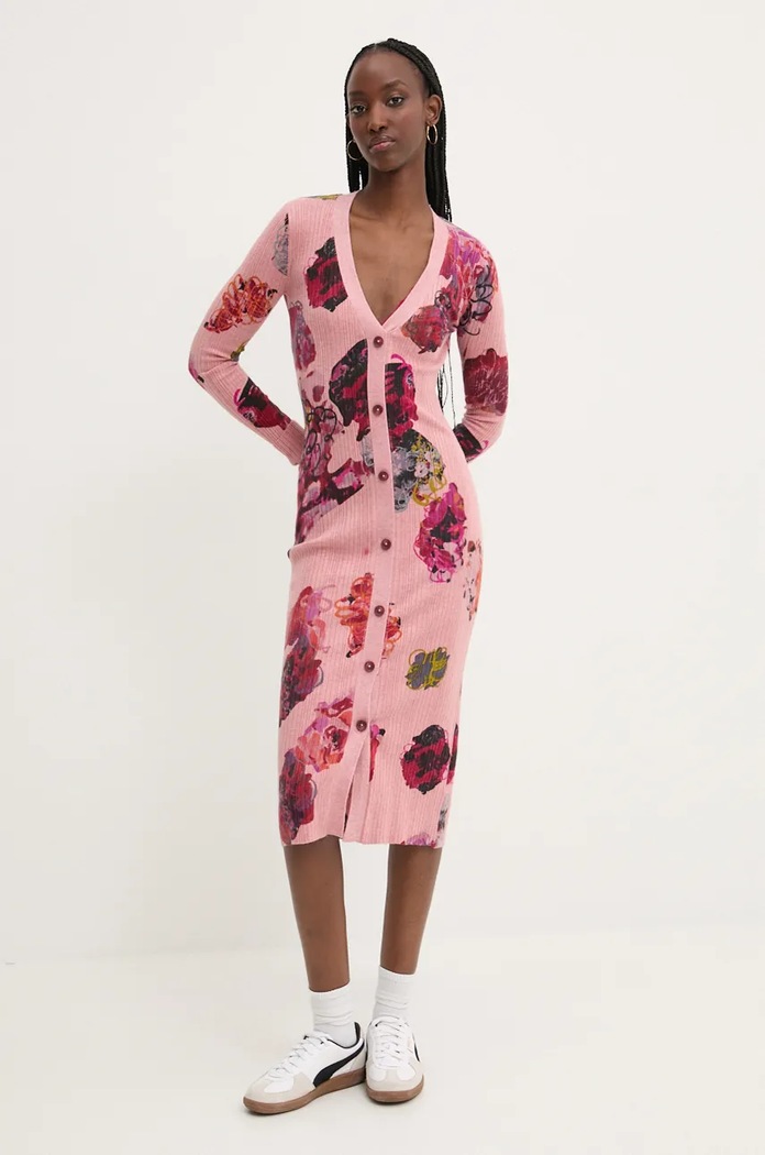 Šaty Desigual MAXFLOWER SCR mini růžová 24WWVF11