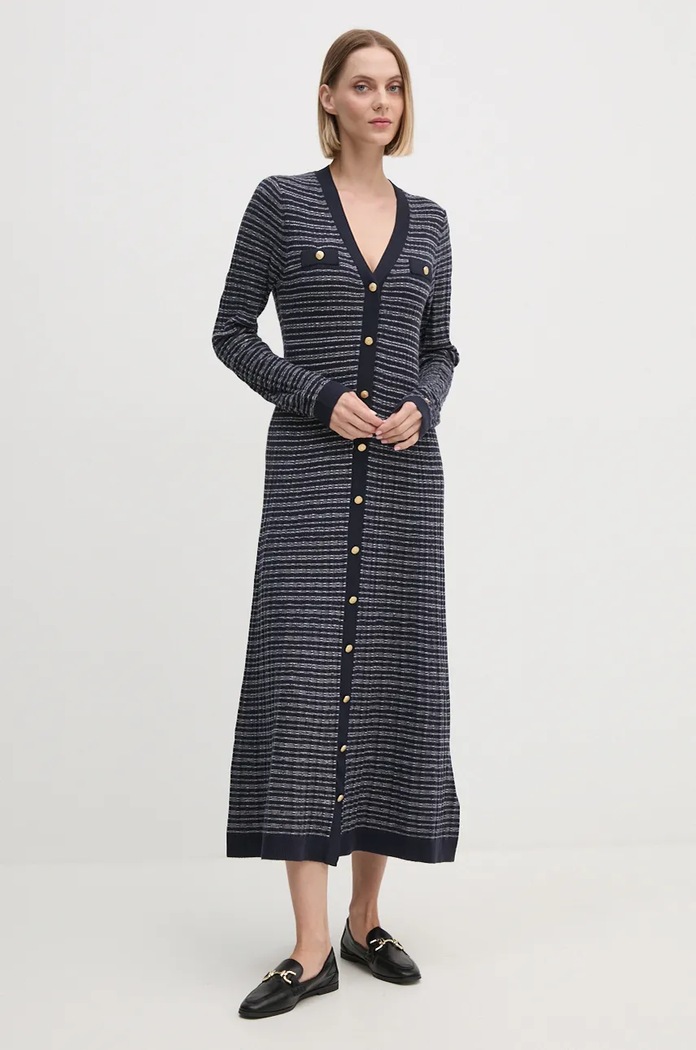 Šaty z vlněné směsi Tommy Hilfiger WW0WW43083 námořnická modř AW24