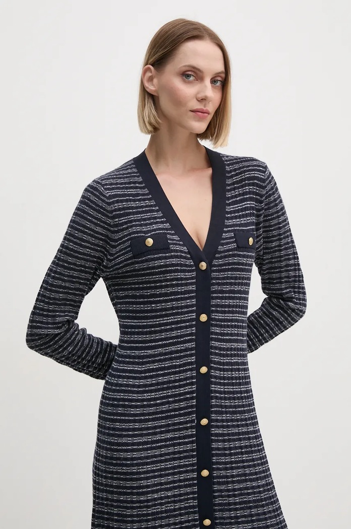 Šaty z vlněné směsi Tommy Hilfiger námořnická modř WW0WW43083