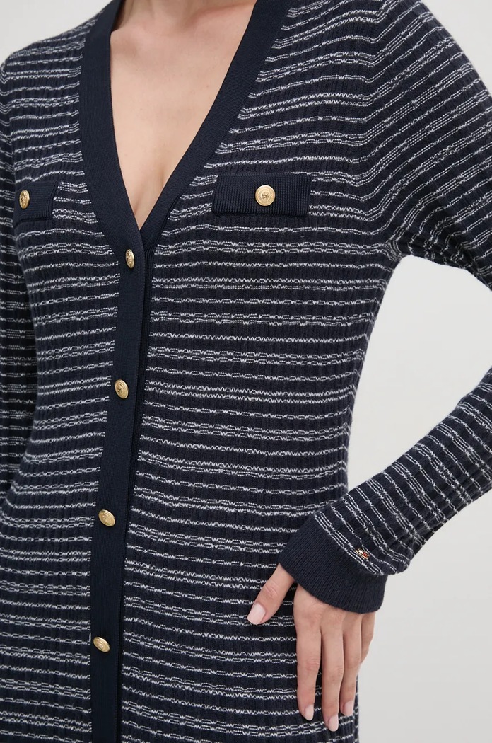 Šaty z vlněné směsi Tommy Hilfiger WW0WW43083 námořnická modř