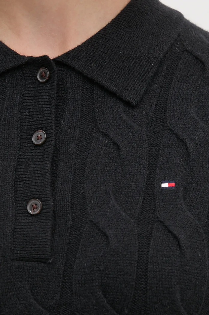 Vlněné šaty Tommy Hilfiger Tommy Hilfiger černá WW0WW43085