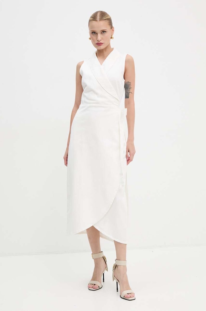Never Fully Dressed rochie din denim Brooklyn NFDDR1501 bej AW24