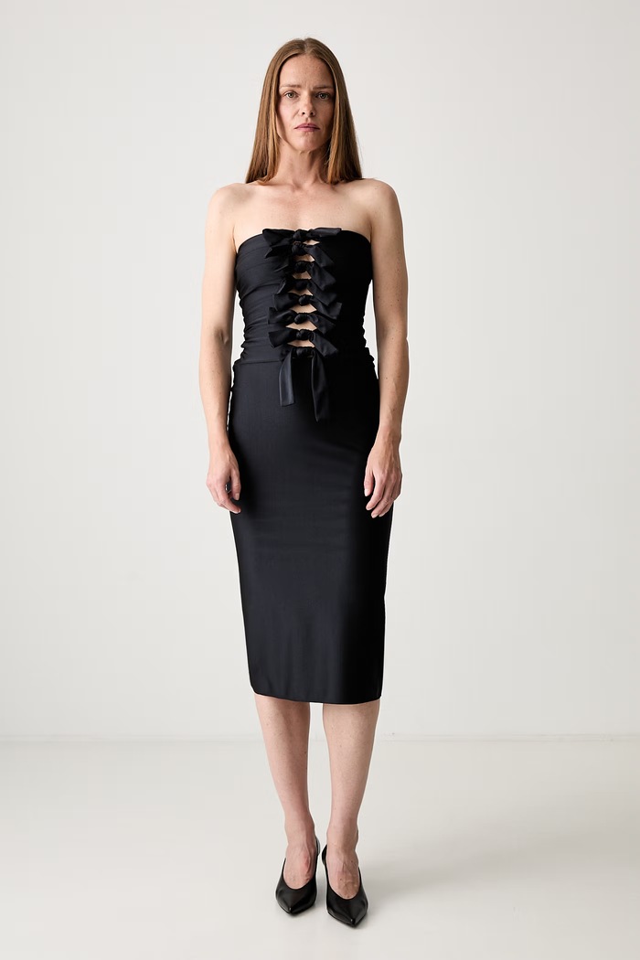 Coperni plain dress tied neckline black COPR110BIS545
