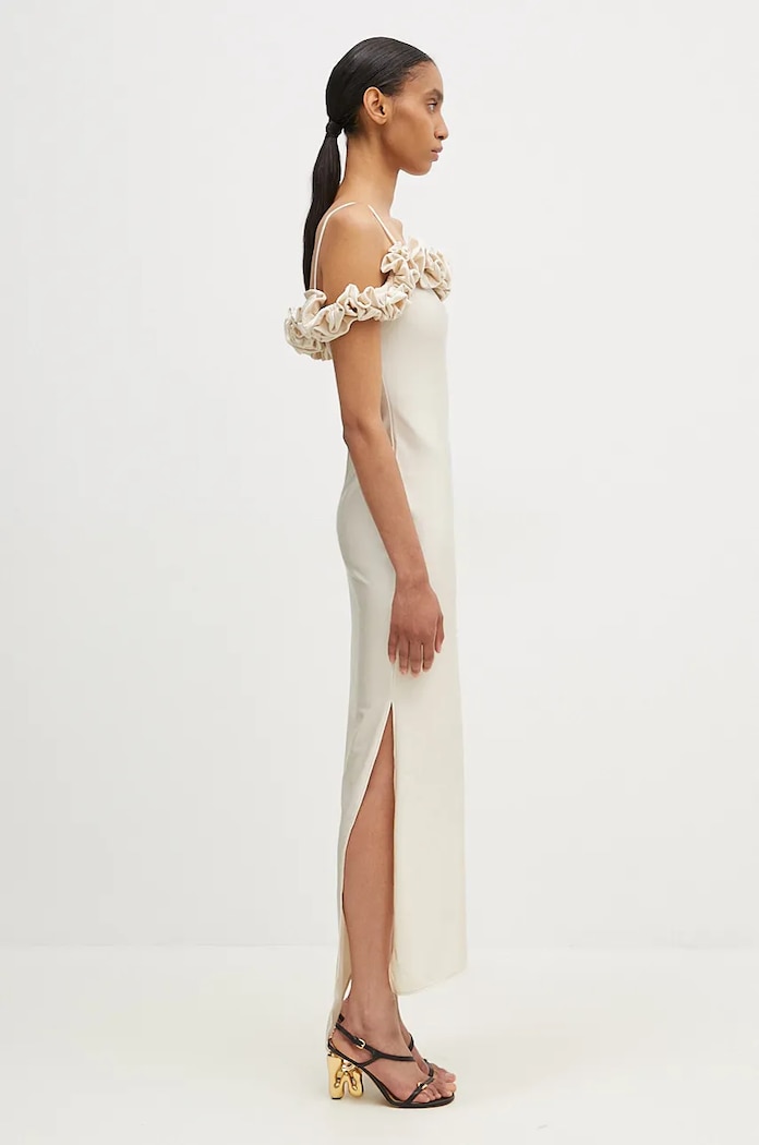 Φόρεμα Coperni Ruffle Dress μπεζ COPR113545