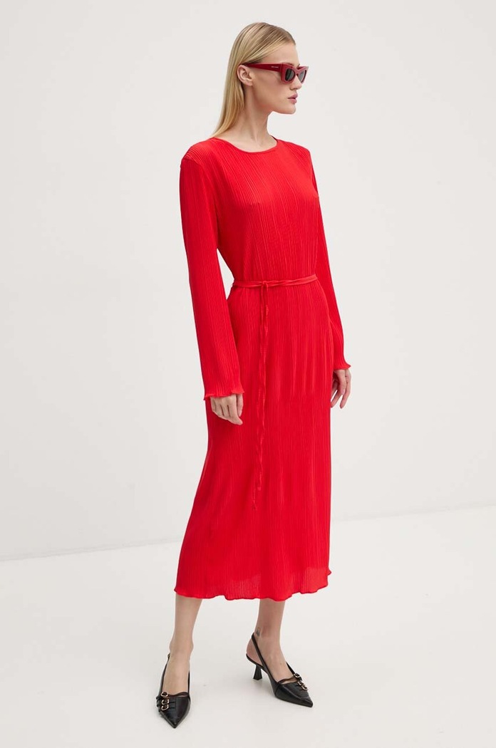 Рокля Never Fully Dressed Red Gaia Plisse еластичен червен NFDDR1549