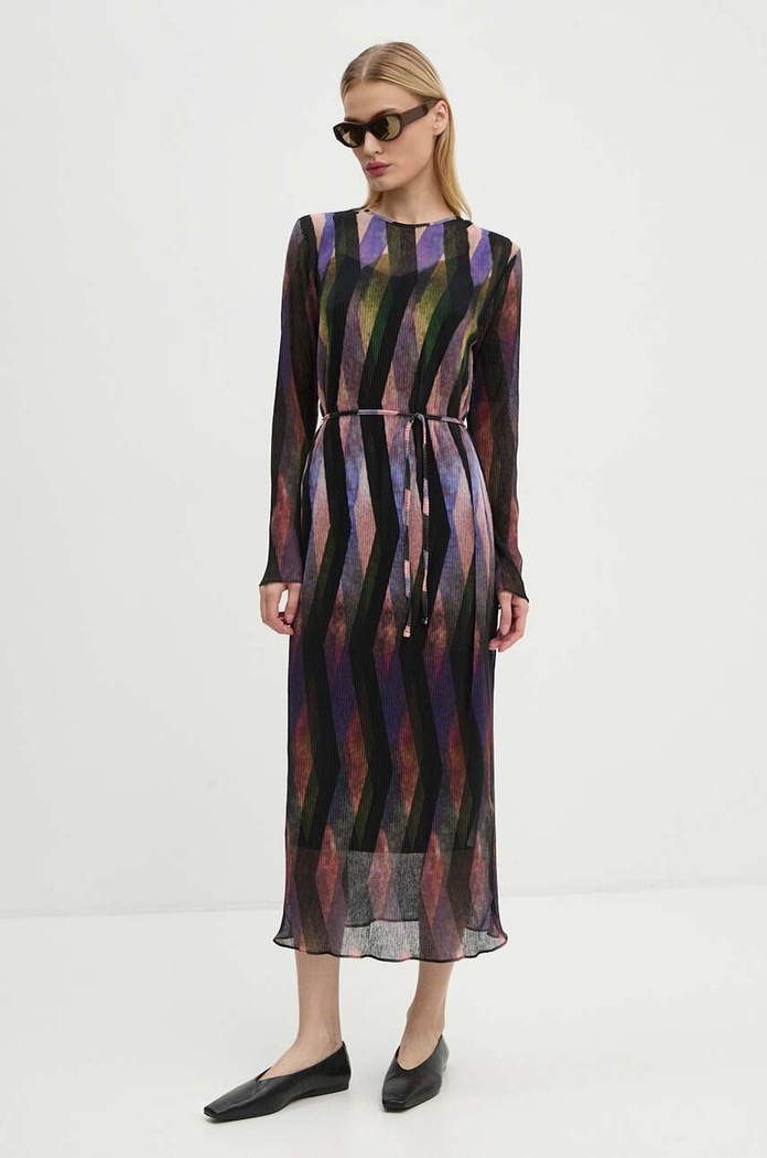 Šaty Never Fully Dressed Purple Zig Zag Gaia Plisse midi vícebarevná NFDDR1515