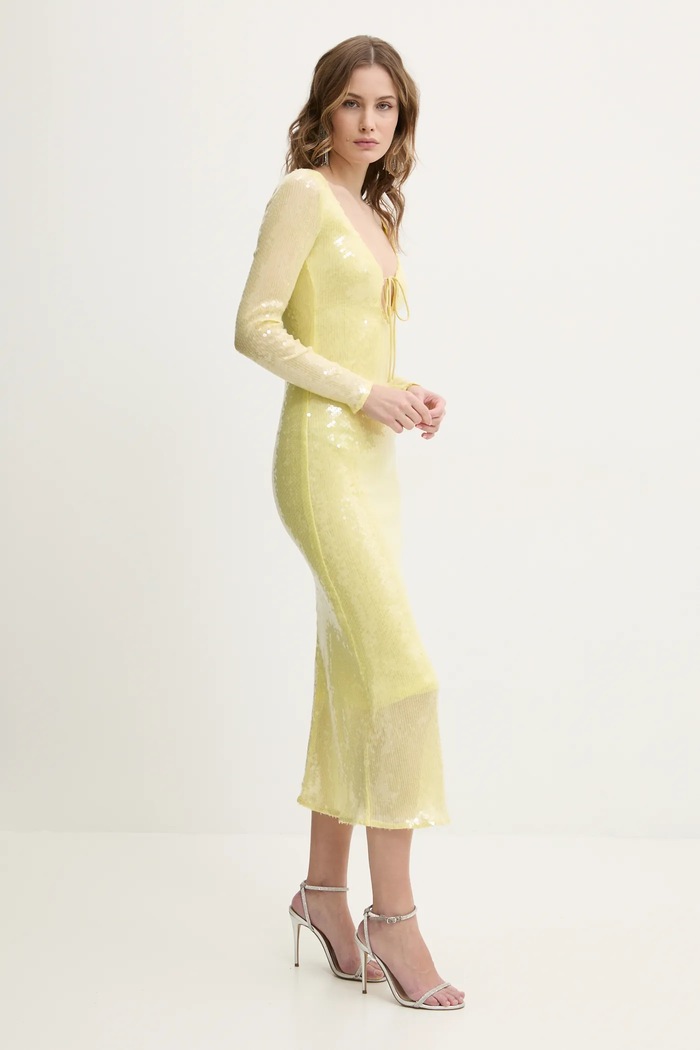 Bardot rochie VERONA legat galben 58859DB
