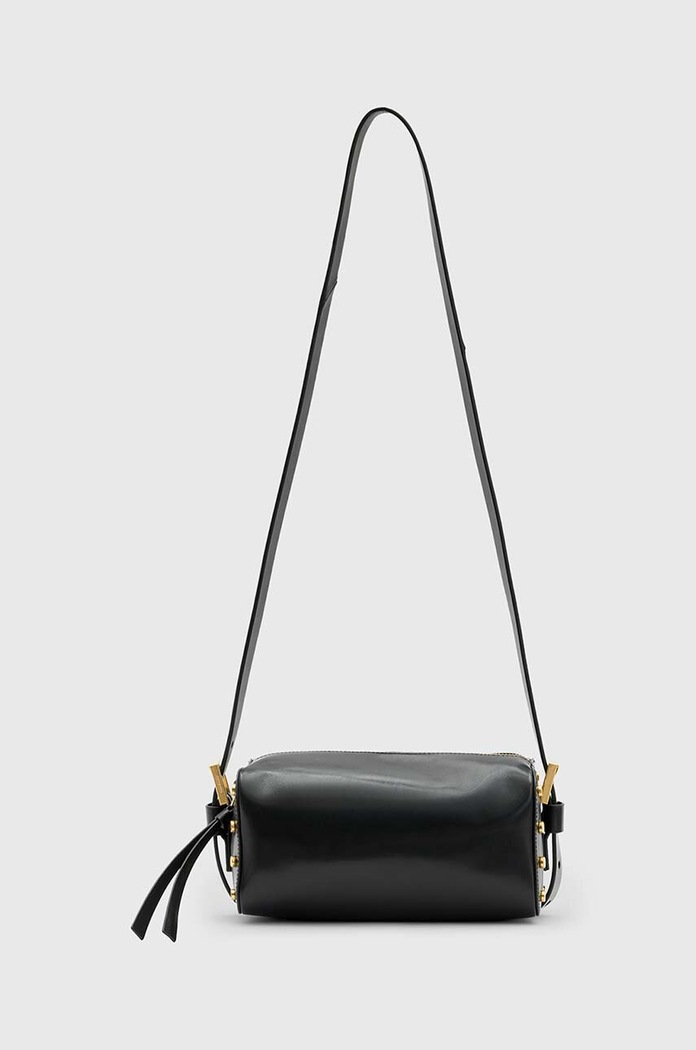 Kožená kabelka AllSaints MIRO BARREL přírodní kůže černá W064XB
