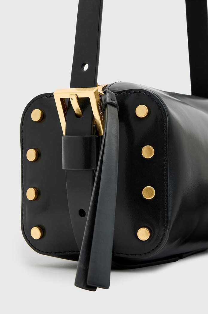 Kožená kabelka AllSaints MIRO BARREL černá W064XB