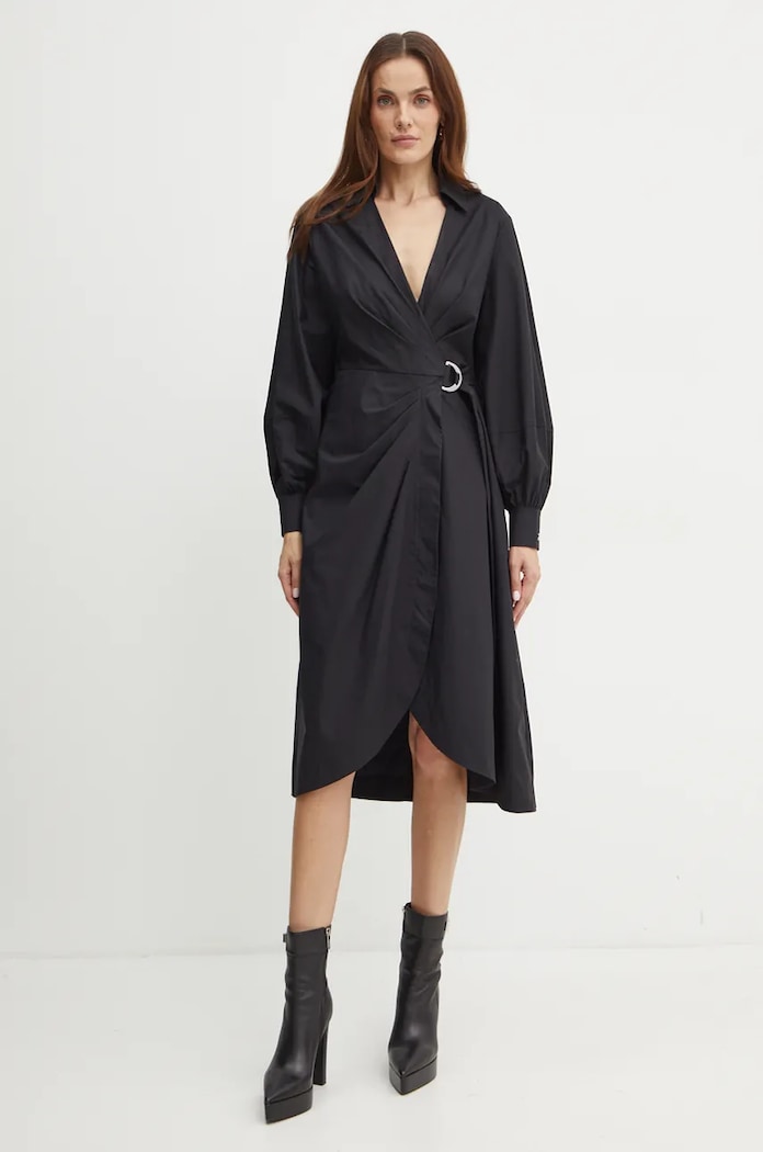 Karl Lagerfeld Βαμβακερό φόρεμα Karl Lagerfeld μαύρο 246W1302