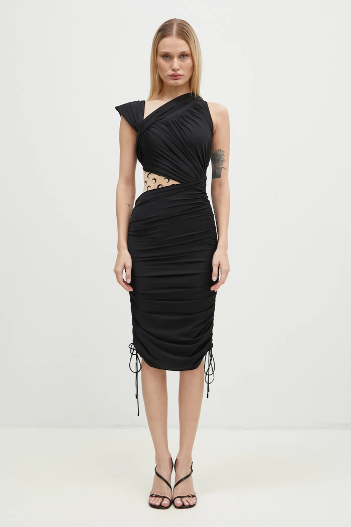 Marine Serre dress Draped Jersey Draped Dress mini black WDR303A.RJER0018