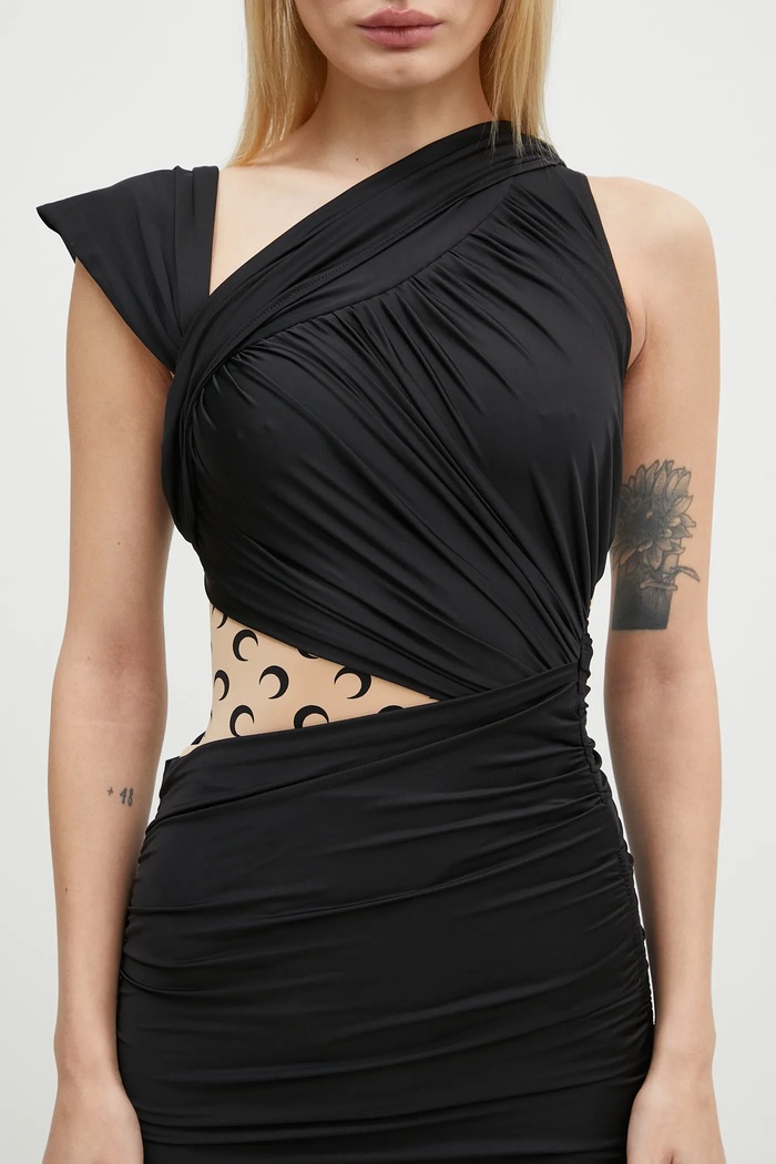 Marine Serre dress Draped Jersey Draped Dress black WDR303A.RJER0018