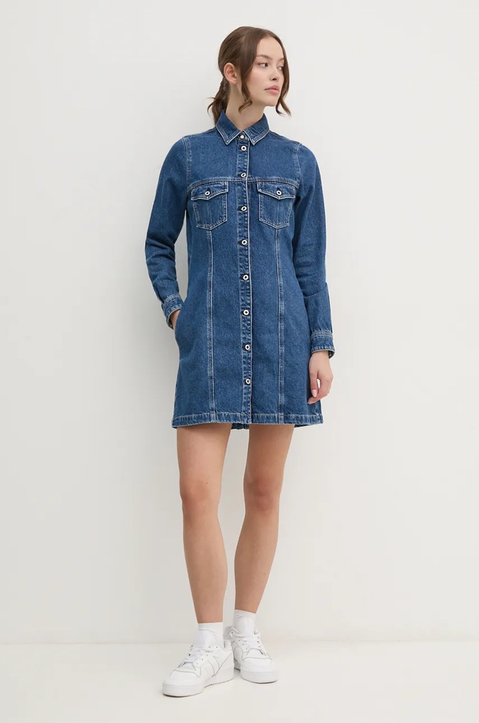 Džínové šaty Red Bull Racing x Pepe Jeans mini modrá RL950001R13