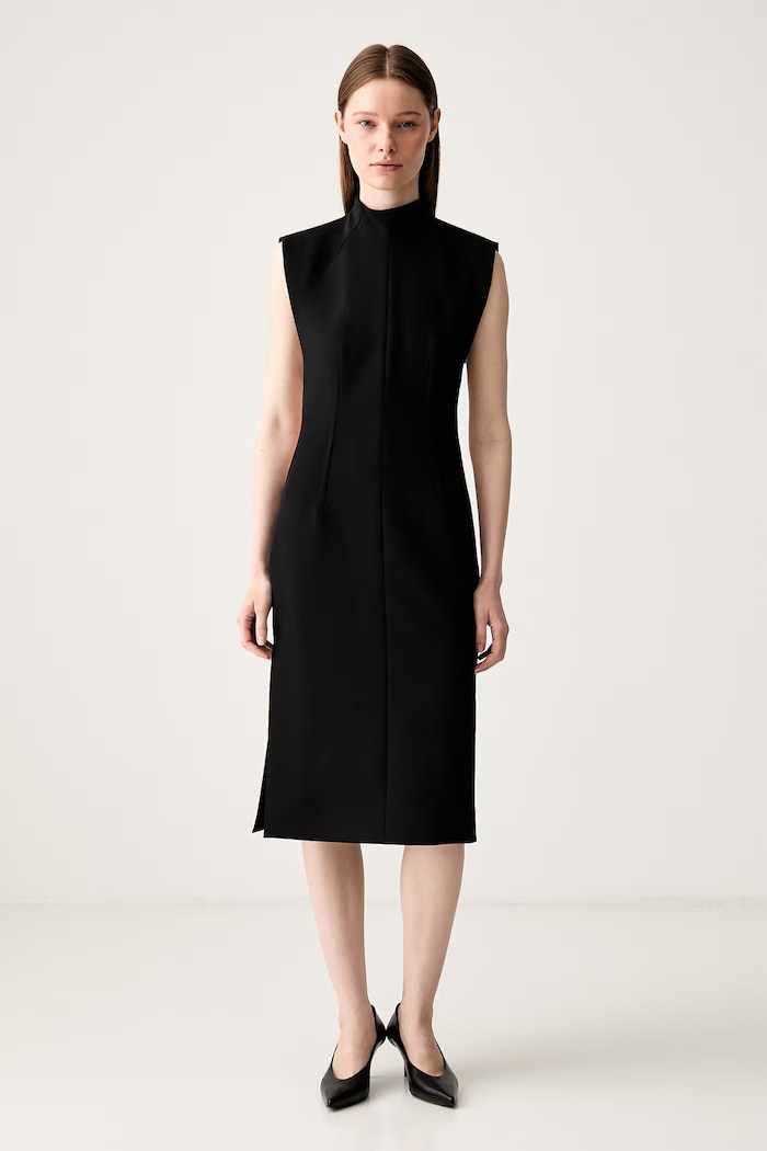 Sportmax Alete1234 vestito liscio con misto lana misto lana nero 2422226113600