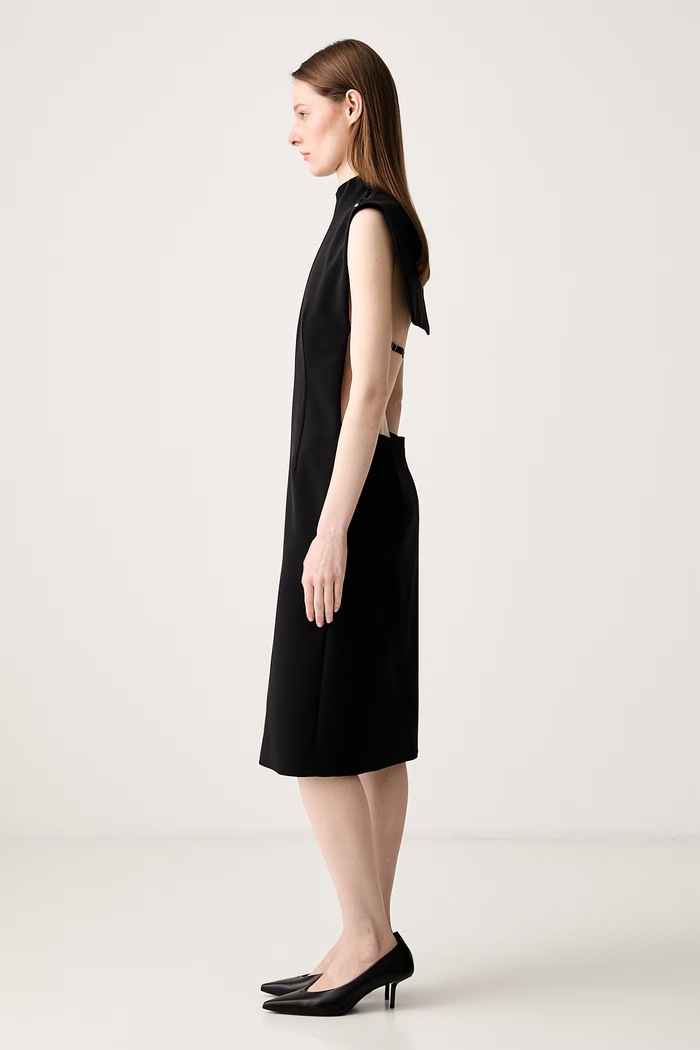 Sportmax Alete1234 sukienka gładka z dodatkiem wełny 2422226113600 czarny AW24