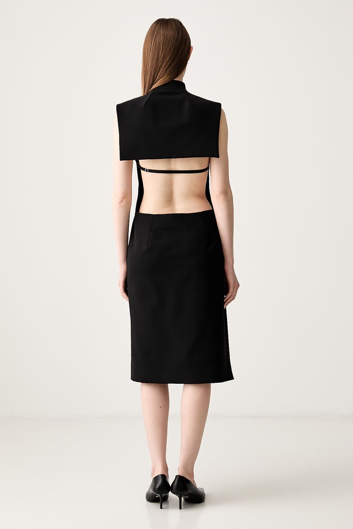 Odzież Sportmax Alete1234 sukienka gładka z dodatkiem wełny 2422226113600 czarny