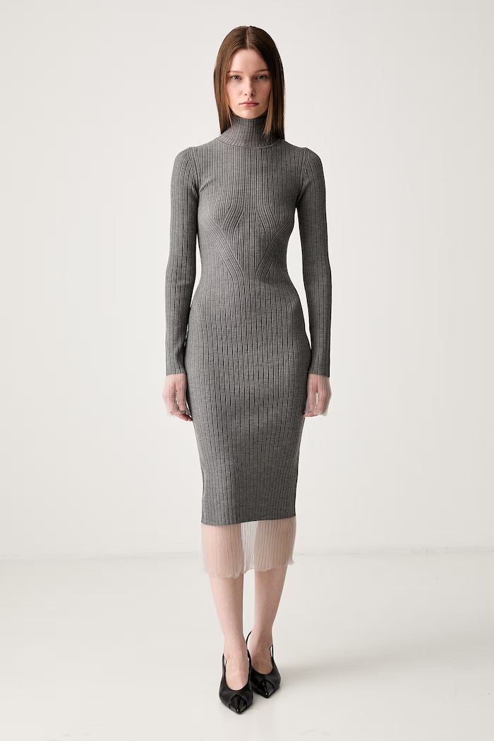 Sportmax Alibi πουλόβερ απλό με μαλλί με ελαστάν γκρί 2422326022600