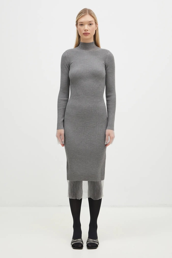 Вовняна сукня Sportmax Alibi casual сірий 2422326022600