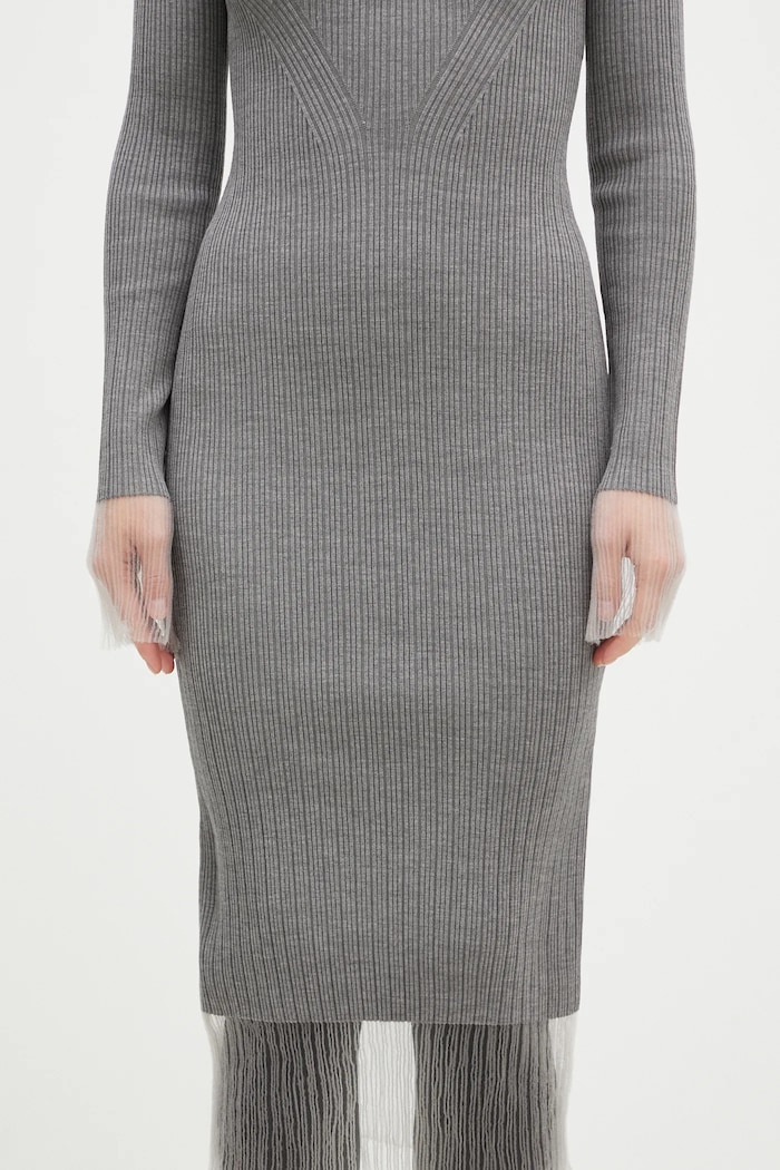 Вовняна сукня Sportmax Alibi сірий 2422326022600