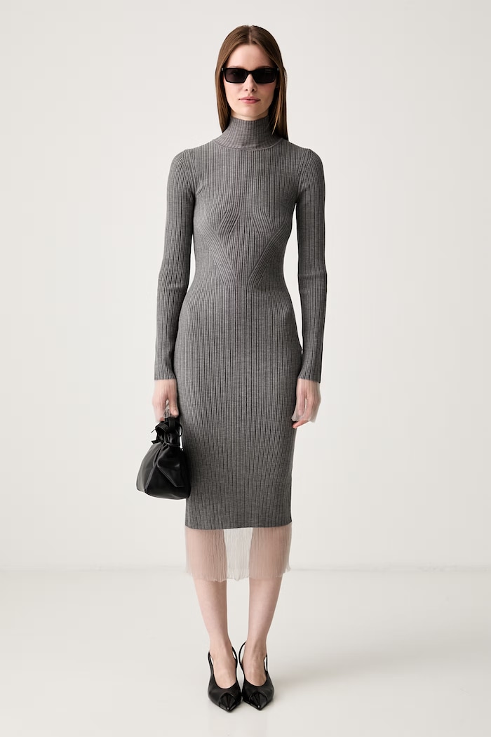 Sportmax Alibi πουλόβερ απλό με μαλλί 2422326022600 γκρί