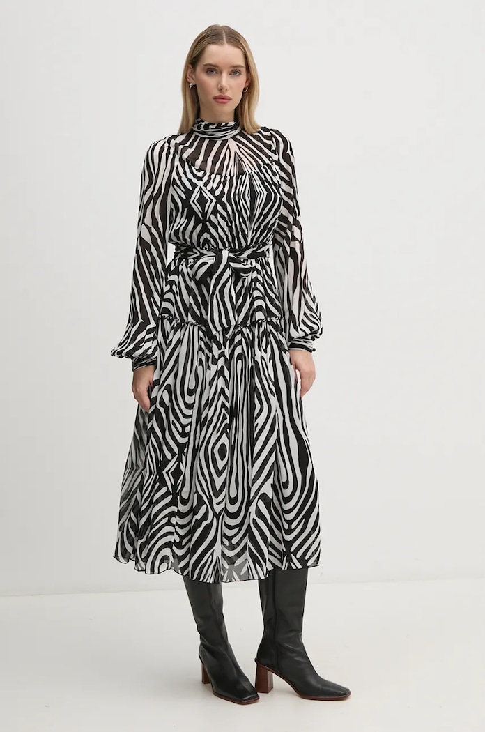 Šaty DIANE VON FURSTENBERG zvieracia potlač čierna DVFDL3S002