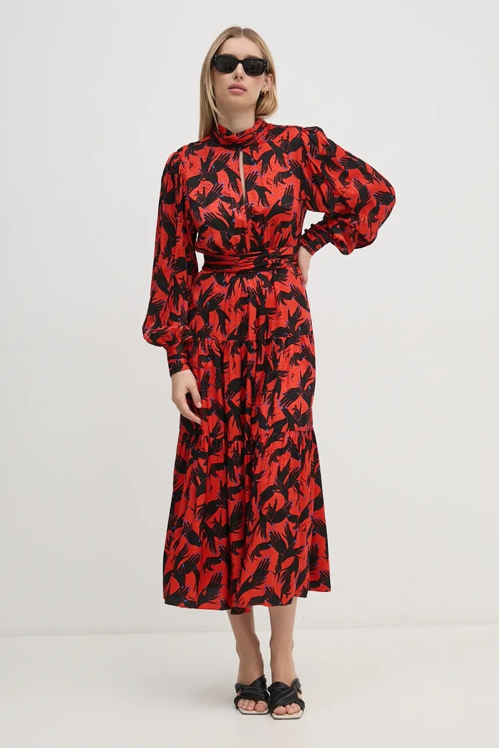 Рокля DIANE VON FURSTENBERG полуполо червен DVFDL3S054