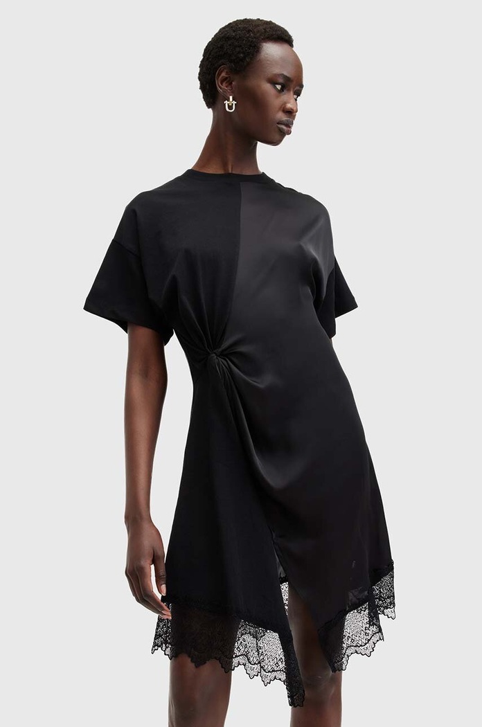 Рокля AllSaints LANA LACE DRESS трикотаж черен W115DB
