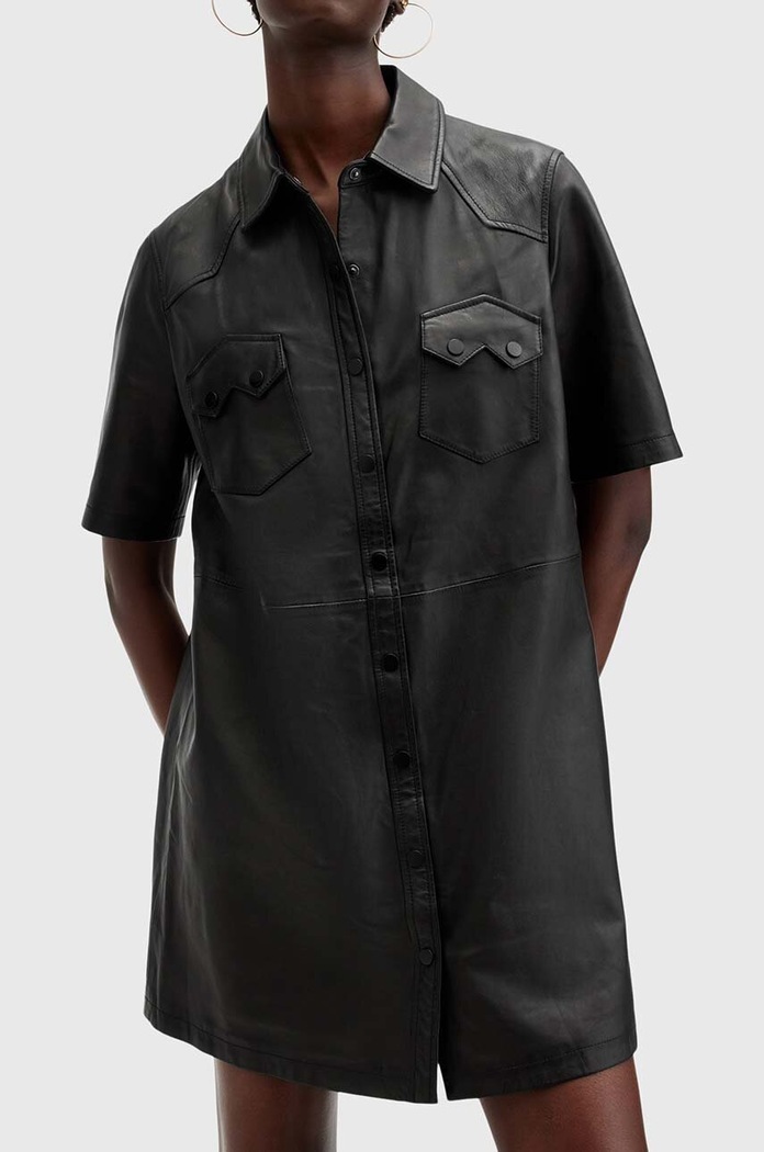 Îmbrăcăminte AllSaints Rochie de piele ROCK DRESS W287DB negru