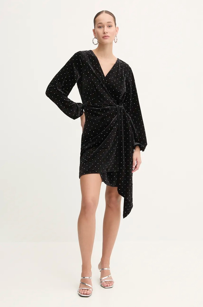 Кадифена рокля Never Fully Dressed Mini Vienna Dress NFDDR1211 черен AW24