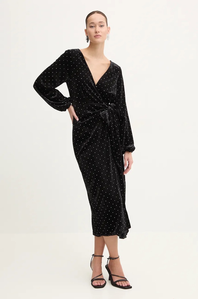 Рокля Never Fully Dressed Midi Vienna ситен черен NFDDR1677