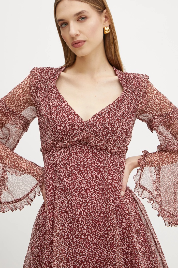 Hodvábne šaty Weekend Max Mara burgundské 2425226013600