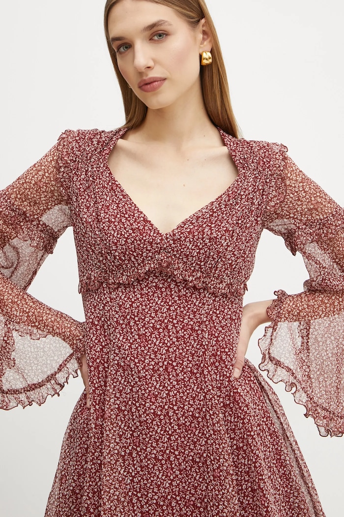 Hodvábne šaty Weekend Max Mara burgundské 2425226013600