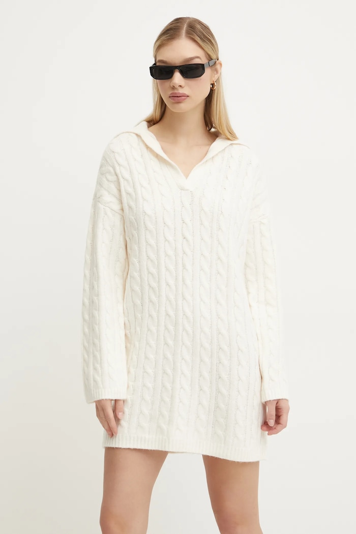 Šaty z vlněné směsi Abercrombie & Fitch mini béžová KI159.5097.101