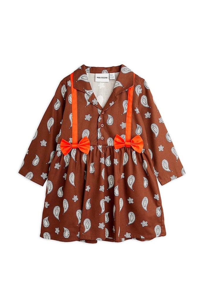 Otroška bombažna obleka Mini Rodini Paisley 2475010016 rjava AW24