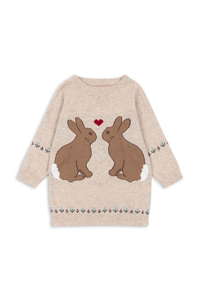 Konges Sløjd sukienka z domieszką wełny dziecięca ELI KNIT DRESS KS101494 beżowy AW24