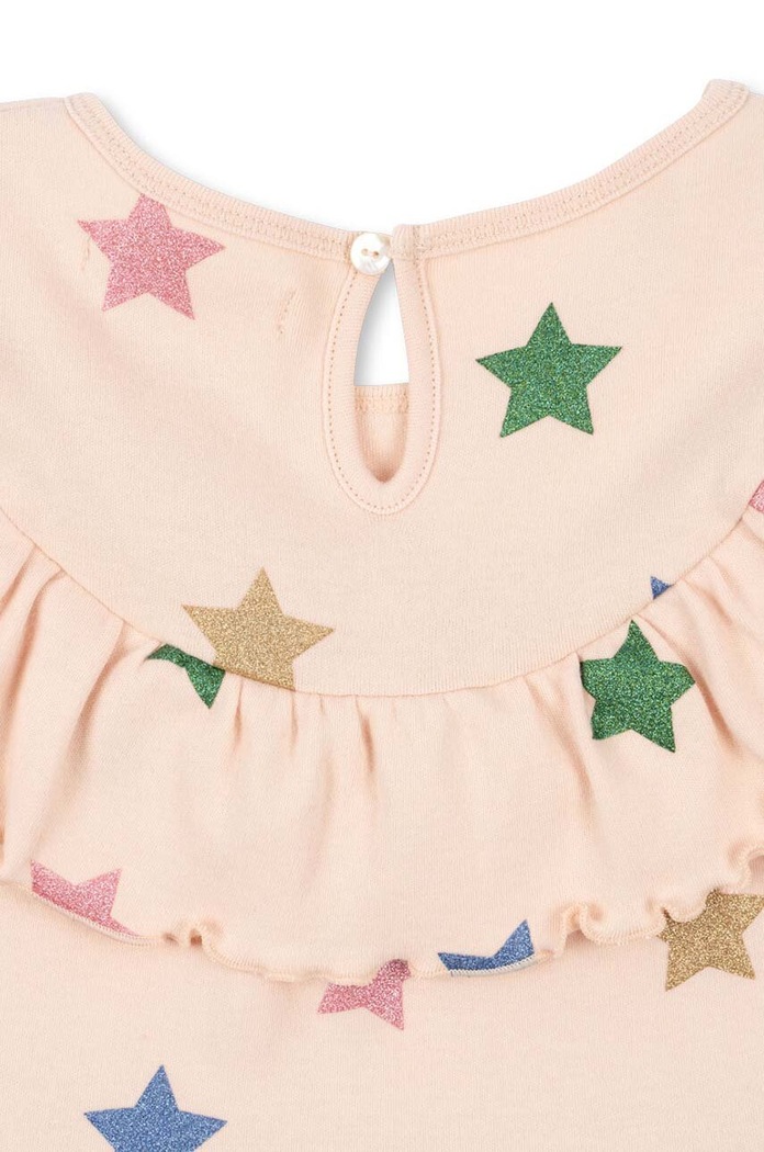 Fete Konges Sløjd Rochie din bumbac pentru copii MALLI GLITTER DRESS GOTS KS101594 bej