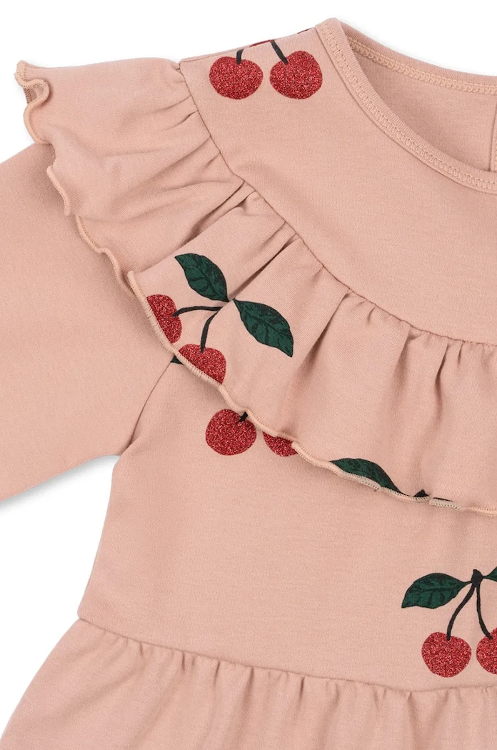 Konges Sløjd vestito di cotone bambina MALLI GLITTER DRESS GOTS rosa KS101792