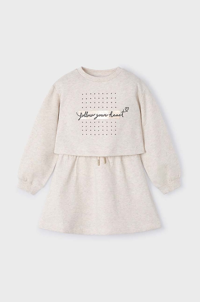 Mayoral sukienka i bluza dziecięca długi beżowy 4927.6H.Mini.9BYH