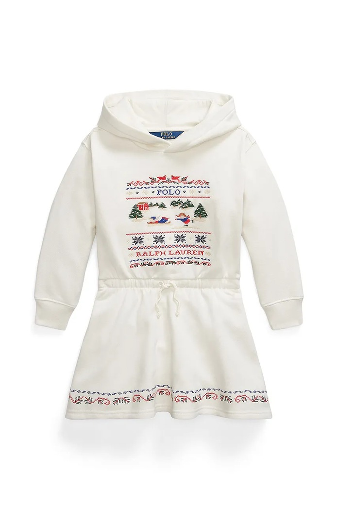 Παιδικό φόρεμα Polo Ralph Lauren λεπτό μοτίβο λευκό 312952131001