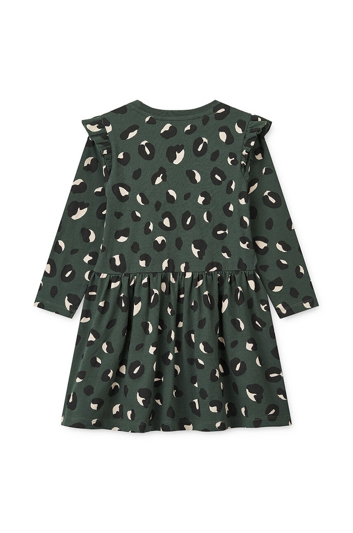 Deklice Otroška bombažna obleka Liewood Lima Printed Frill Longsleeve Dress LW19484 zelena