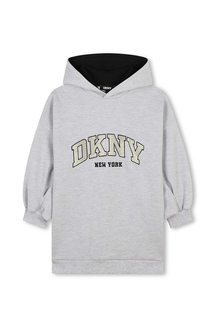 Παιδικό φόρεμα Dkny απλικέ γκρί D60264.156.162