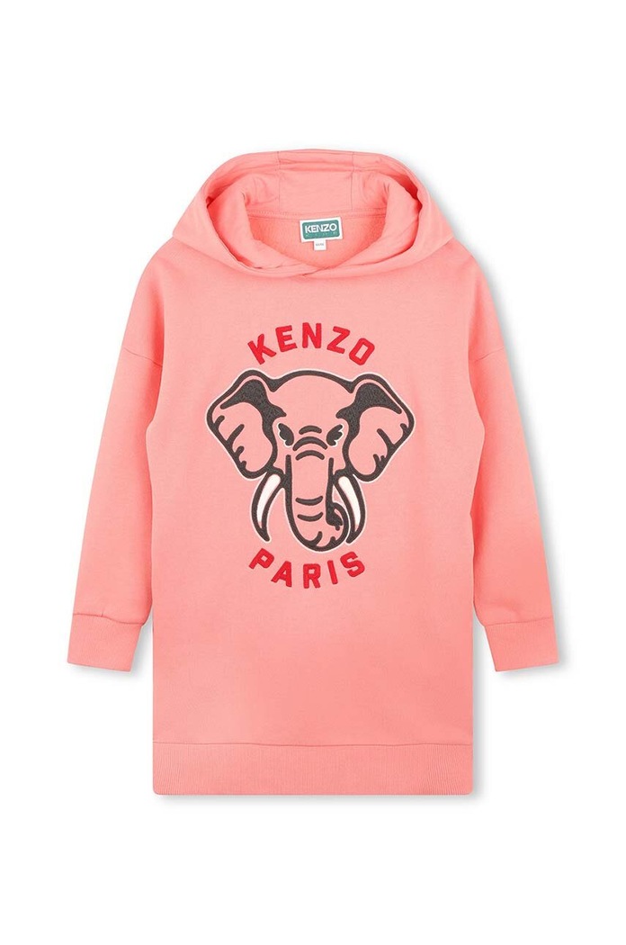 Kenzo Kids sukienka bawełniana dziecięca K60660.86.108 różowy AW24