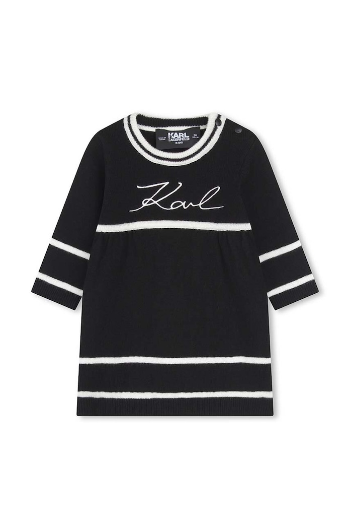 Karl Lagerfeld rochie din bumbac pentru copii midi negru Z30277.71.81